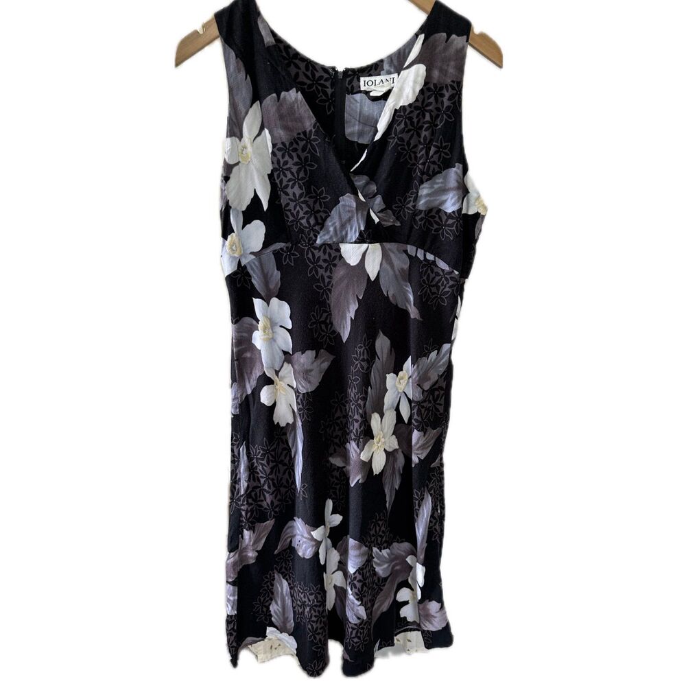 Iolani Women's Hawaiian Tropical Floral Surplice Empire Waist Midi Dress M